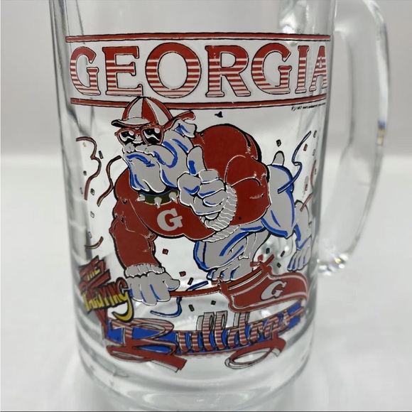 Rare Vintage Georgia The Partying Bulldogs Handled Glass Great Condition - Picture 2 of 5